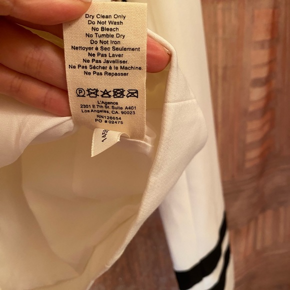 L’AGENCE Marine White Nautical Cropped Blazer Jacket with Striped Sleeves US2 - Picture 12 of 14